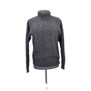 Vintage Adirondack Savile‎ Row Wool Cable Knit Turtleneck Sweater Mens M